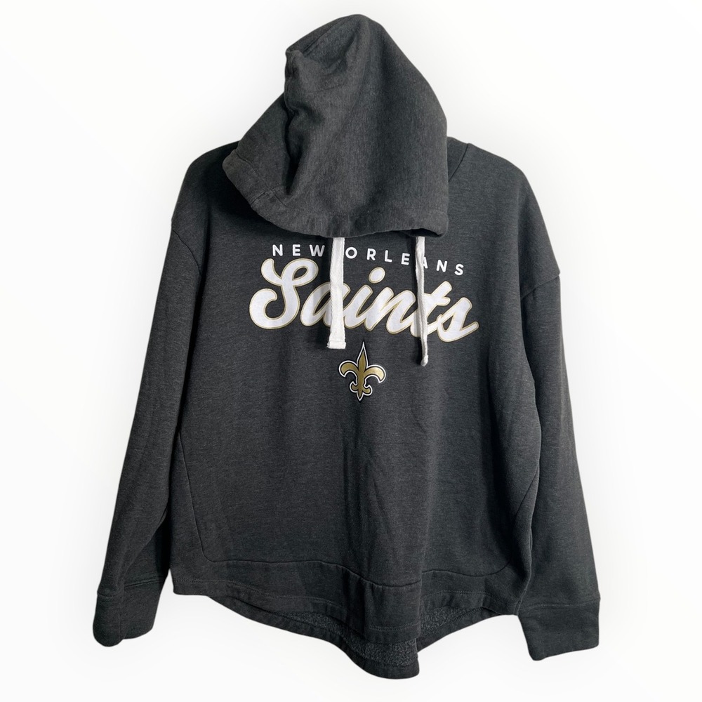 Fanatics New Orleans Saints Hoodie Womens XL Charcoal Grey Fleur De Lis 3W09